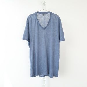 John Varvatos Jersey Trim V-Neck Tee in Blue